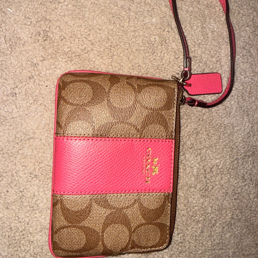 Brown and Pink Wristlet